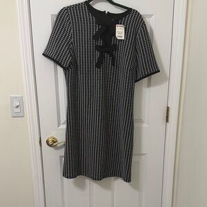 Cynthia Rowley Black and White Patterned Mini Dress with Bow Detail NWT XL